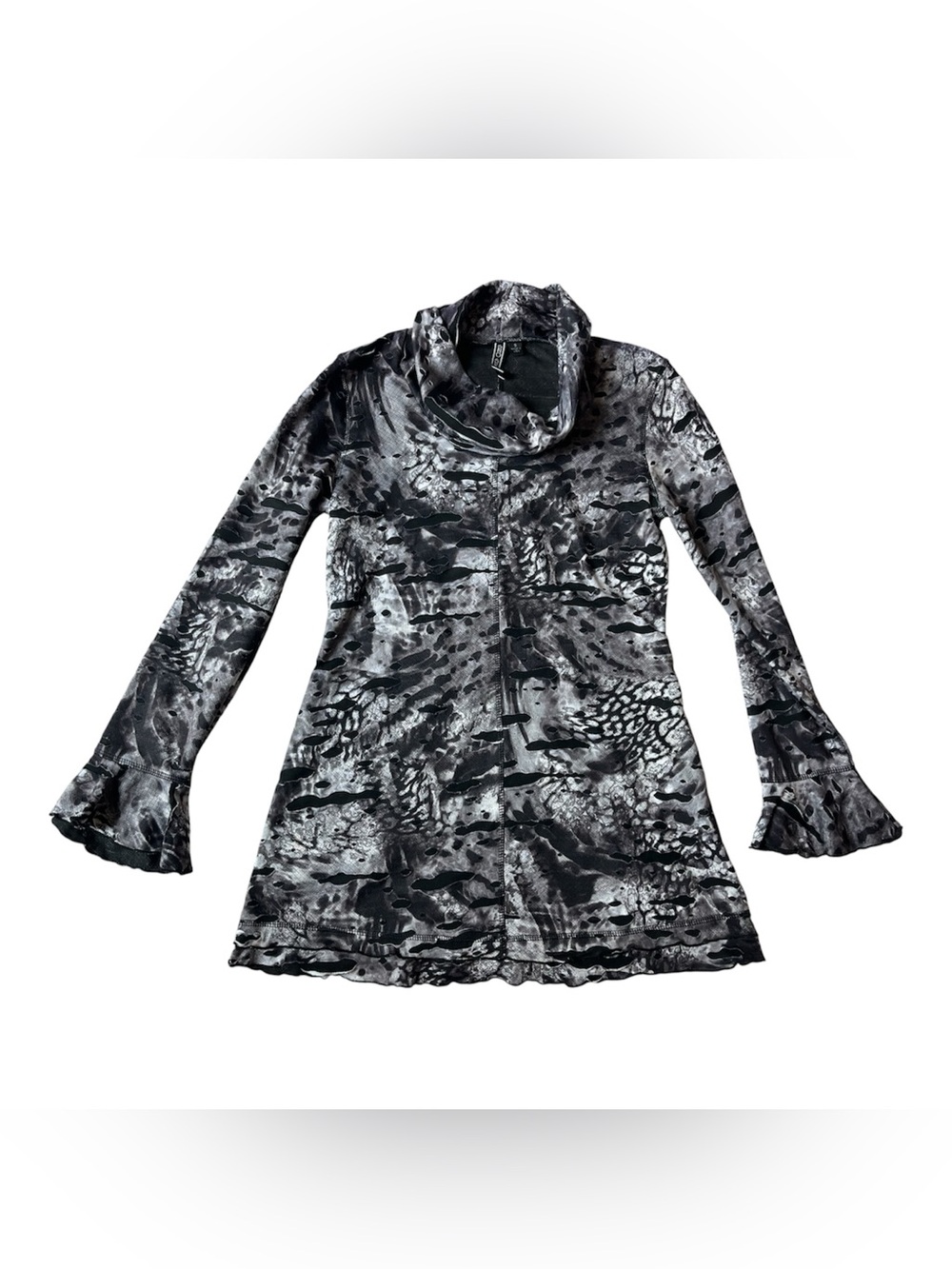 SNO SKINS BLACK & WHITE LONG SLEEVE ATHLETIC TOP WOMENS SMALL BOHO EARTHY